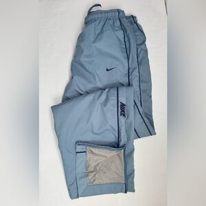 VTG Nike Men Windbreaker Track Pants Cotton Lined Size M Blue Baggy Y2K